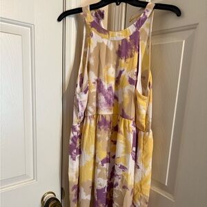 White Birch Yellow and Purple Patterned Dress